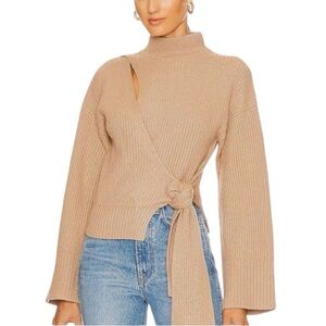 NWT JONATHAN SIMKHAI Amaris Wrap Sweater in Camel - Size Small